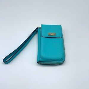 Kate Spade - Teal Wallet Wristlet Zip Around Organizer